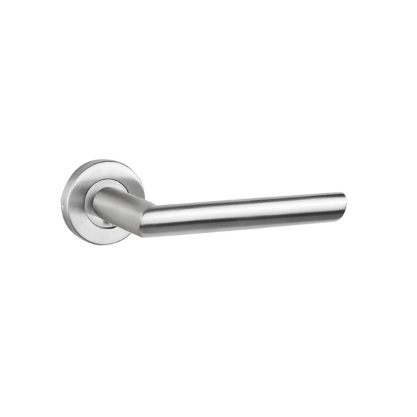 Ragusa door handle stainless steel with round rosette