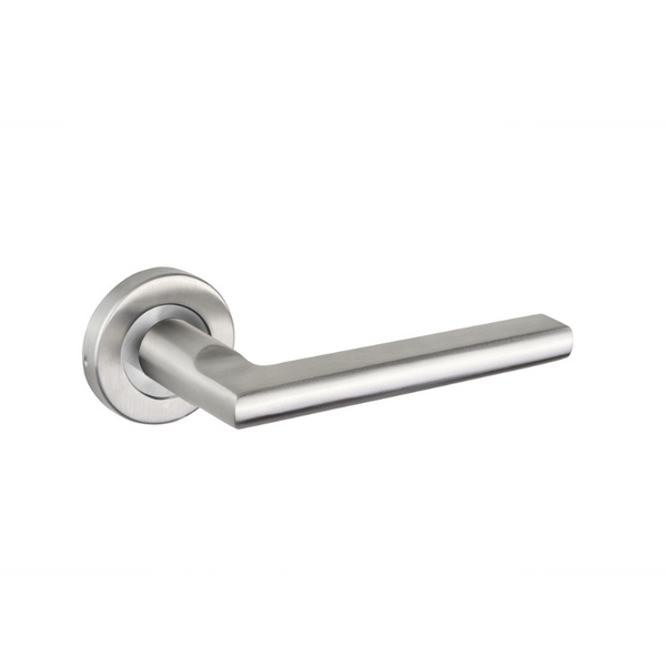 Teramo door handle stainless steel with round rosette