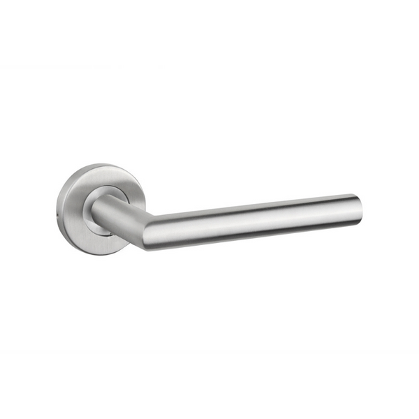 Mantua door handle stainless steel with round rosette