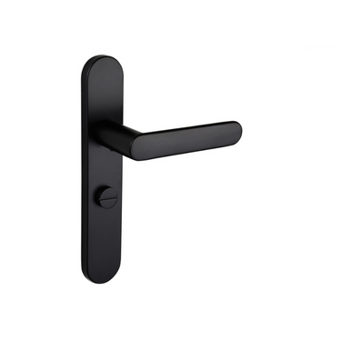 Novara door handle black with rounded shield WC63/8 bathroom lock