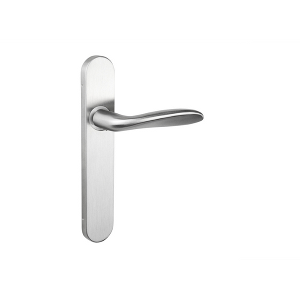 Benevento door handle stainless steel with rounded shield