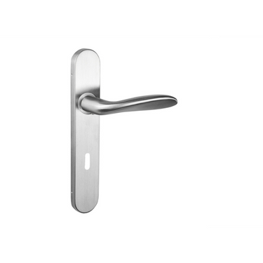 Benevento door handle stainless steel with rounded shield SL72
