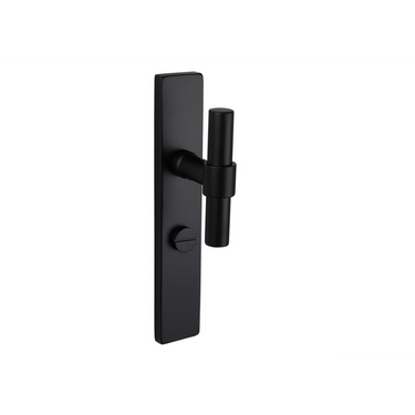 Pesaro door handle black with rectangular shield WC63/8 bathroom lock