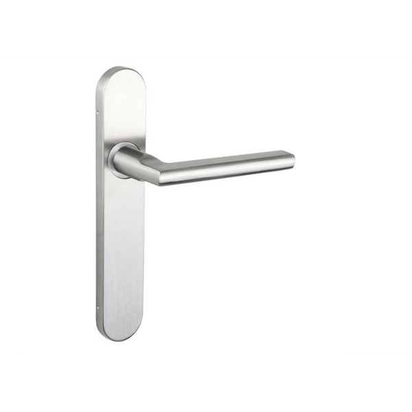 Teramo door handle stainless steel with rounded shield