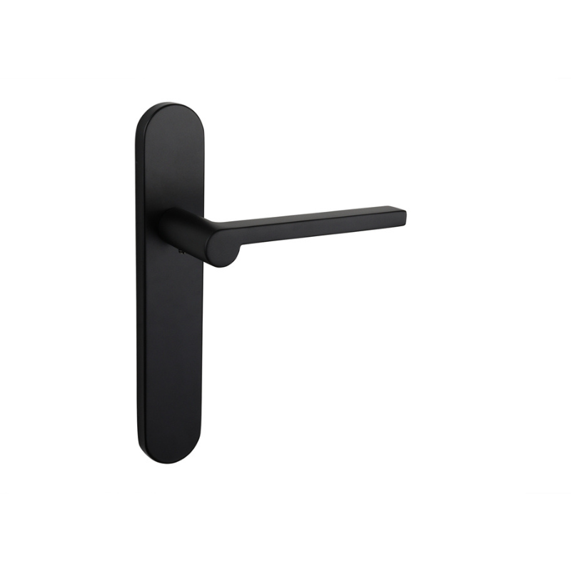 Kids Handle Rounded Caserta door handle black with rounded shield – Lavuzo deurbeslag