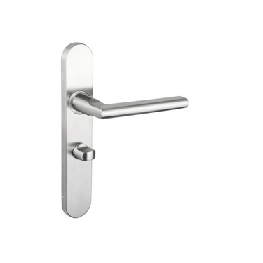 Teramo door handle stainless steel with rounded shield WC63/8 bathroom lock