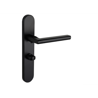 Teramo door handle black with rounded shield WC63/8 bathroom lock