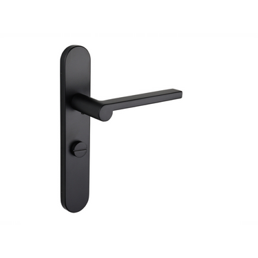 Caserta door handle black with rounded shield WC63/8 bathroom lock