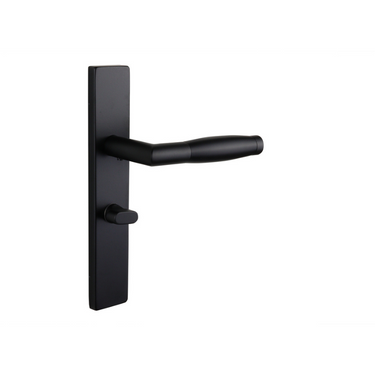 Ascoli door handle black with rectangular shield WC63/8 bathroom lock