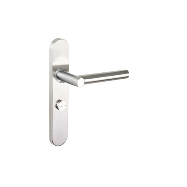 Grossetto door handle stainless steel with rounded shield WC63/8 bathroom lock