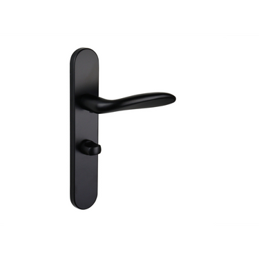 Benevento door handle black with rounded shield WC63/8 bathroom lock