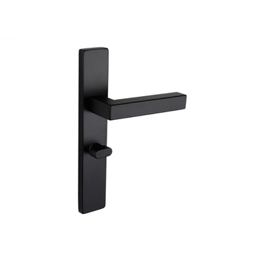 Viterbo door handle black with rectangular shield WC63/8 bathroom lock