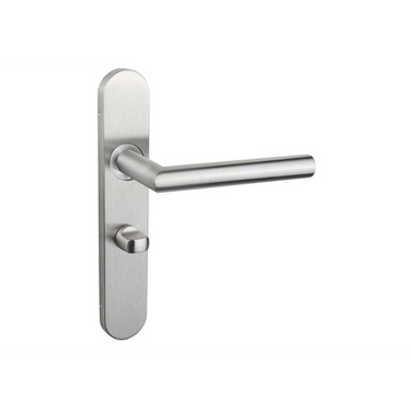 Mantua door handle stainless steel with rounded shield - WC63/8 bathroom lock