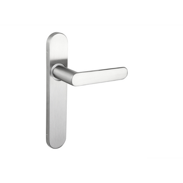 Novara door handle stainless steel with rounded shield