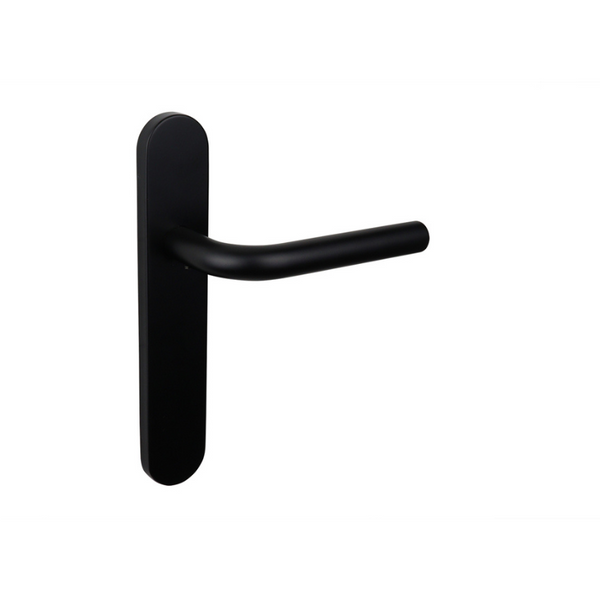 Oristano door handle black with rounded shield