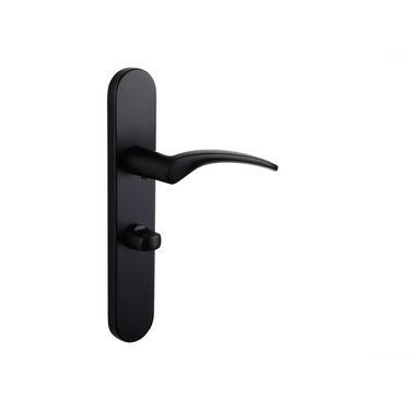 Lodini door handle black with rounded shield WC63/8 bathroom lock