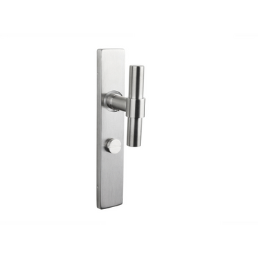 Pesaro door handle stainless steel with rectangular shield WC63/8 bathroom lock