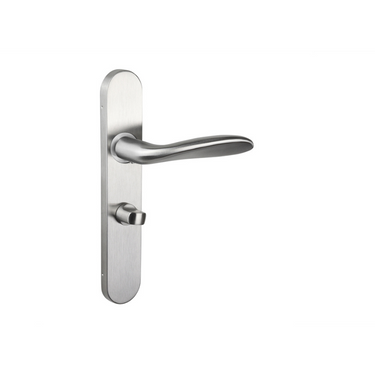 Benevento door handle stainless steel with rounded shield WC63/8 bathroom lock