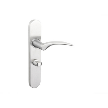 Lodini door handle stainless steel with rounded shield WC63/8 bathroom lock