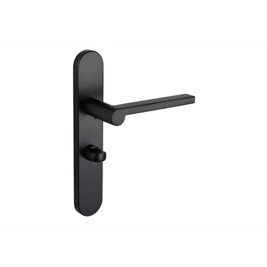 Caserta door handle black with rounded shield WC63/8 bathroom lock