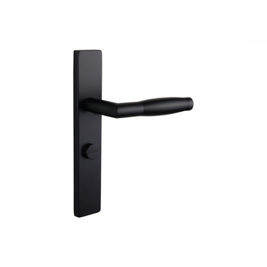 Ascoli door handle black with rectangular shield WC63/8 bathroom lock