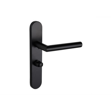 Mantua door handle black with rounded shield - WC63/8 bathroom lock