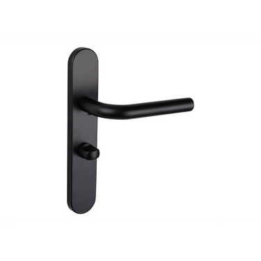 Oristano door handle black with rounded shield WC63/8 bathroom lock