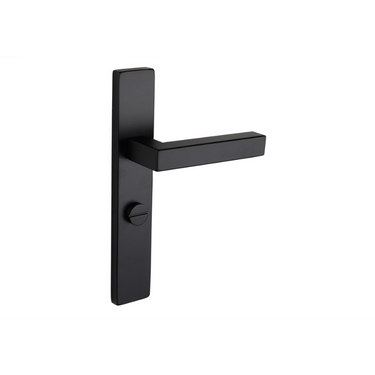 Viterbo door handle black with rectangular shield WC63/8 bathroom lock