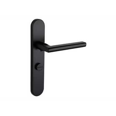 Teramo door handle black with rounded shield WC63/8 bathroom lock