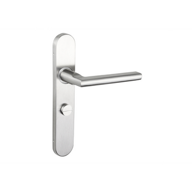 Teramo door handle stainless steel with rounded shield WC63/8 bathroom lock