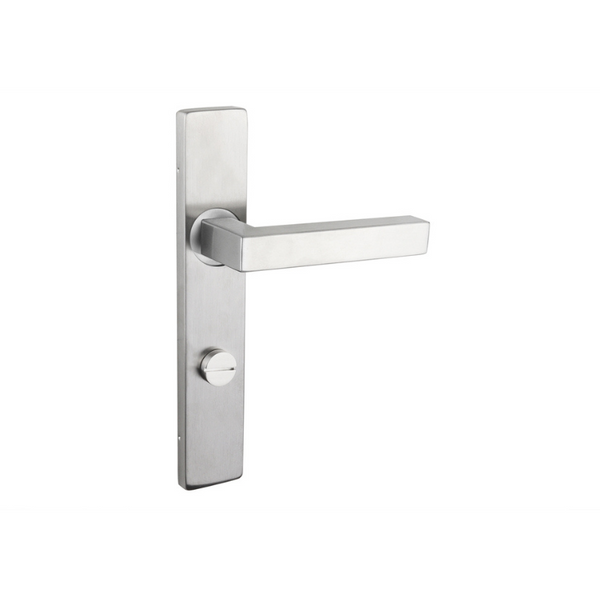 Viterbo door handle stainless steel with rectangular shield WC63/8 bathroom lock