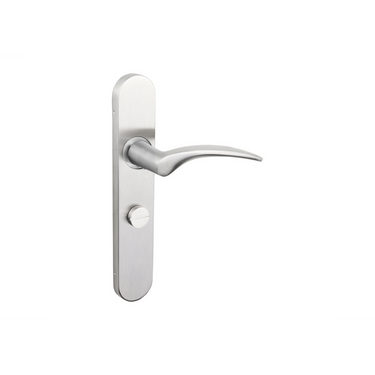 Lodini door handle stainless steel with rounded shield WC63/8 bathroom lock