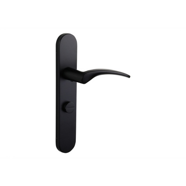 Lodini door handle black with rounded shield WC63/8 bathroom lock