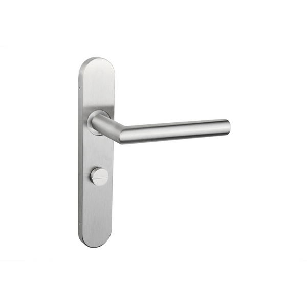 Mantua door handle stainless steel with rounded shield - WC63/8 bathroom lock