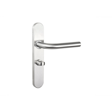Oristano door handle stainless steel with rounded shield WC63/8 bathroom lock