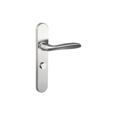 Benevento door handle stainless steel with rounded shield WC63/8 bathroom lock