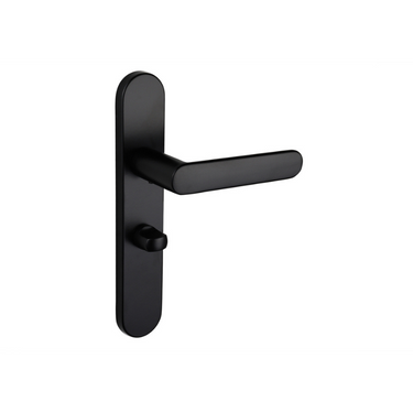 Novara door handle black with rounded shield WC63/8 bathroom lock
