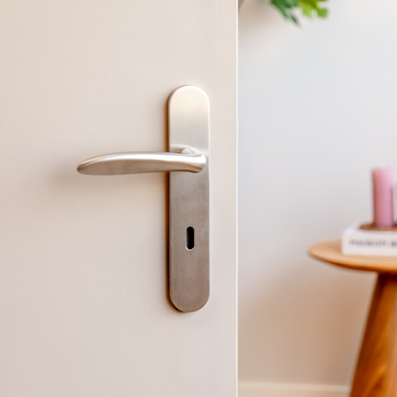 Kids Handle Rounded Benevento door handle stainless steel with rounded shield SL72 – Lavuzo ...