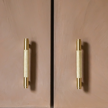 Handle ribbed matt gold 128 mm - drilling distance 96 mm