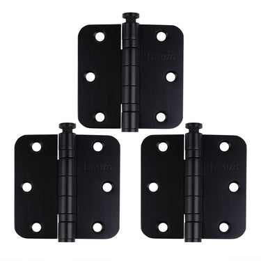 3 pieces Ball Bearing Hinge rounded Black 76x76x2.5 mm