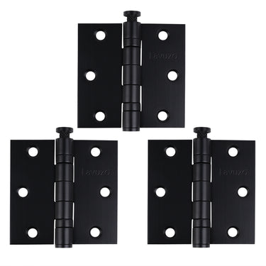 3 pieces Butt Hinge straight Black 76x76x2.5 mm