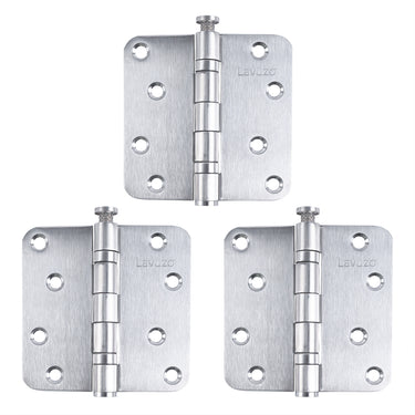 3 pieces Ball bearing hinge rounded Stainless steel 89x89x2.5 mm