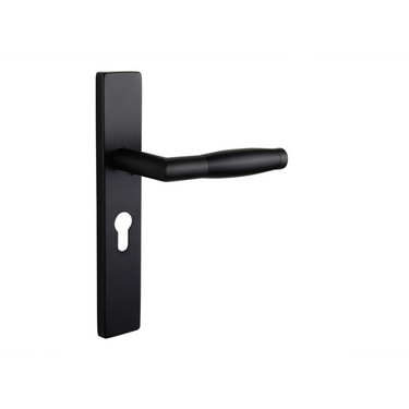 Ascoli door handle black with rectangular shield PC55