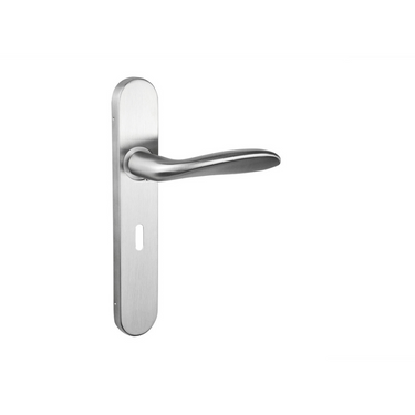 Benevento door handle stainless steel with rounded shield SL56