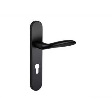 Benevento door handle black with rounded shield PC72