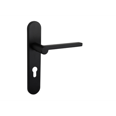 Caserta door handle black with rounded shield PC72