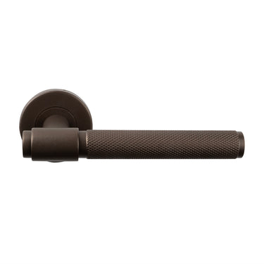 Cosenza door handle Knurled bronze with round rose