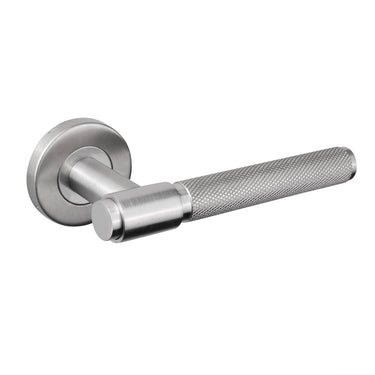 Cosenza Knurled Stainless Steel Door Handle with Round Rose