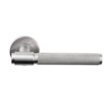 Cosenza Knurled Stainless Steel Door Handle with Round Rose