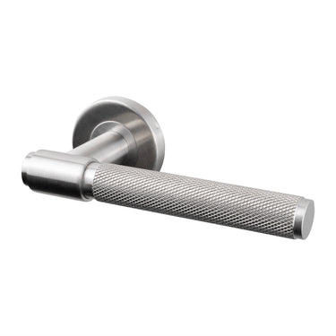Cosenza Knurled Stainless Steel Door Handle with Round Rose